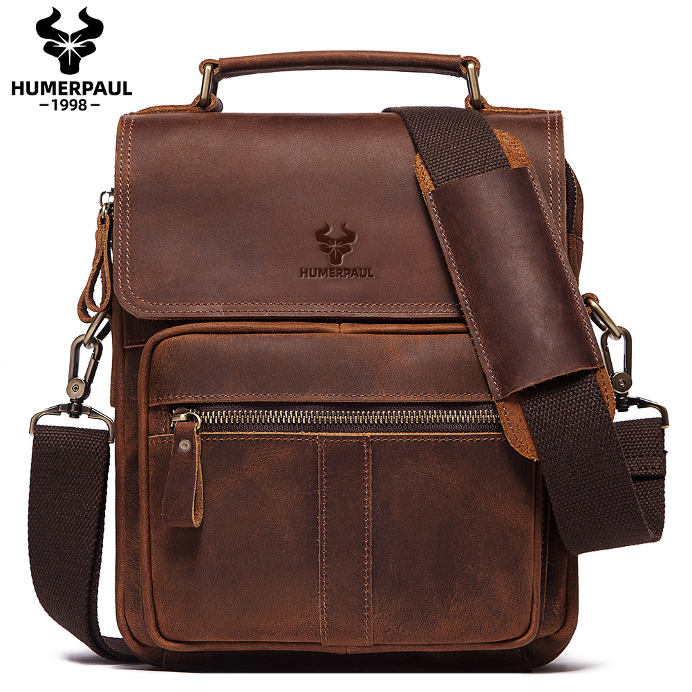Luxury Bags Outlet - HUMERPAUL Genuine Leather Men's Shoulder Bag