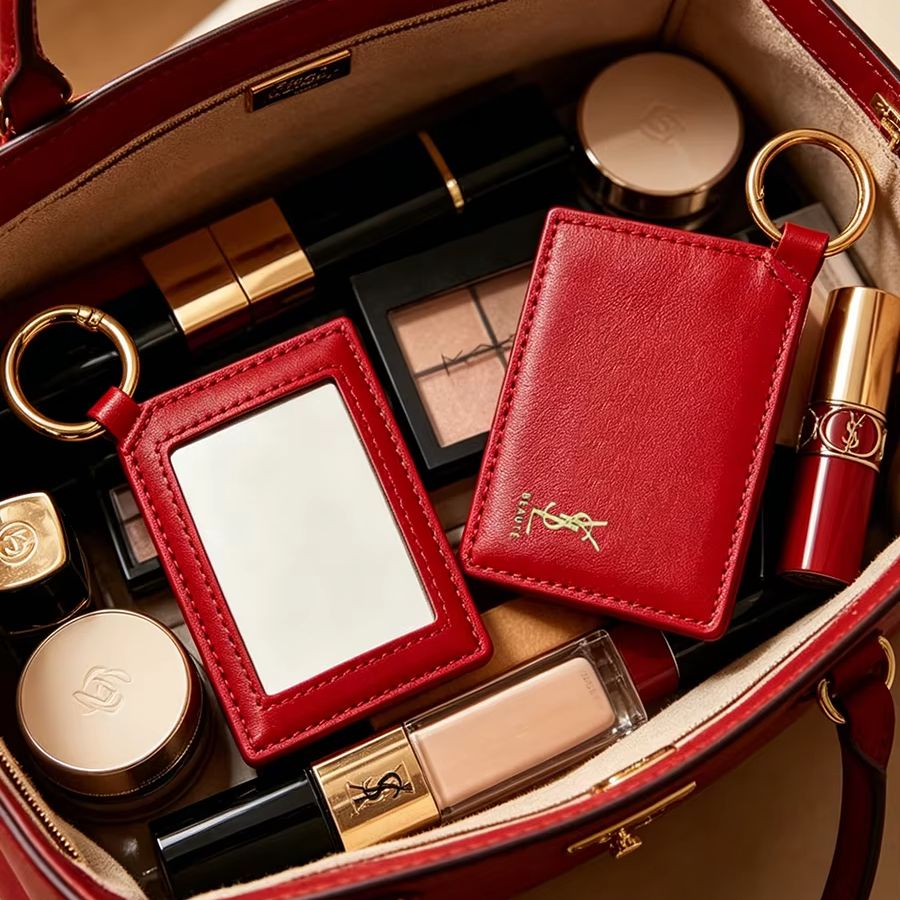 YSL Red Leather Square Mini Po - Women Luxury Bags Ysl recension och pris